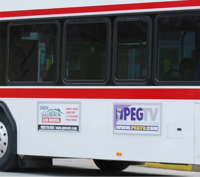 Bus with advertisements