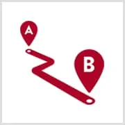 Line with an "A" map point at the beginning and a "B" map point at the end